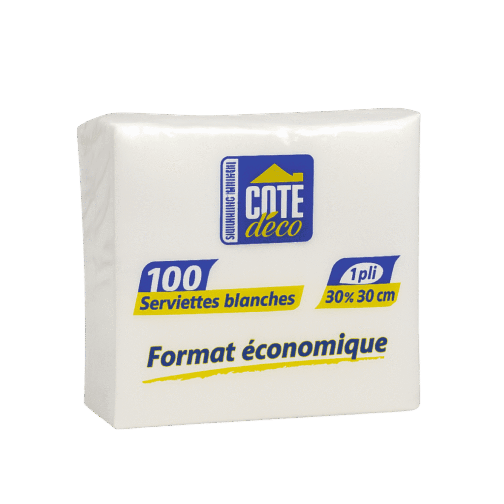 Lot de 100 serviettes 1 pli blanc